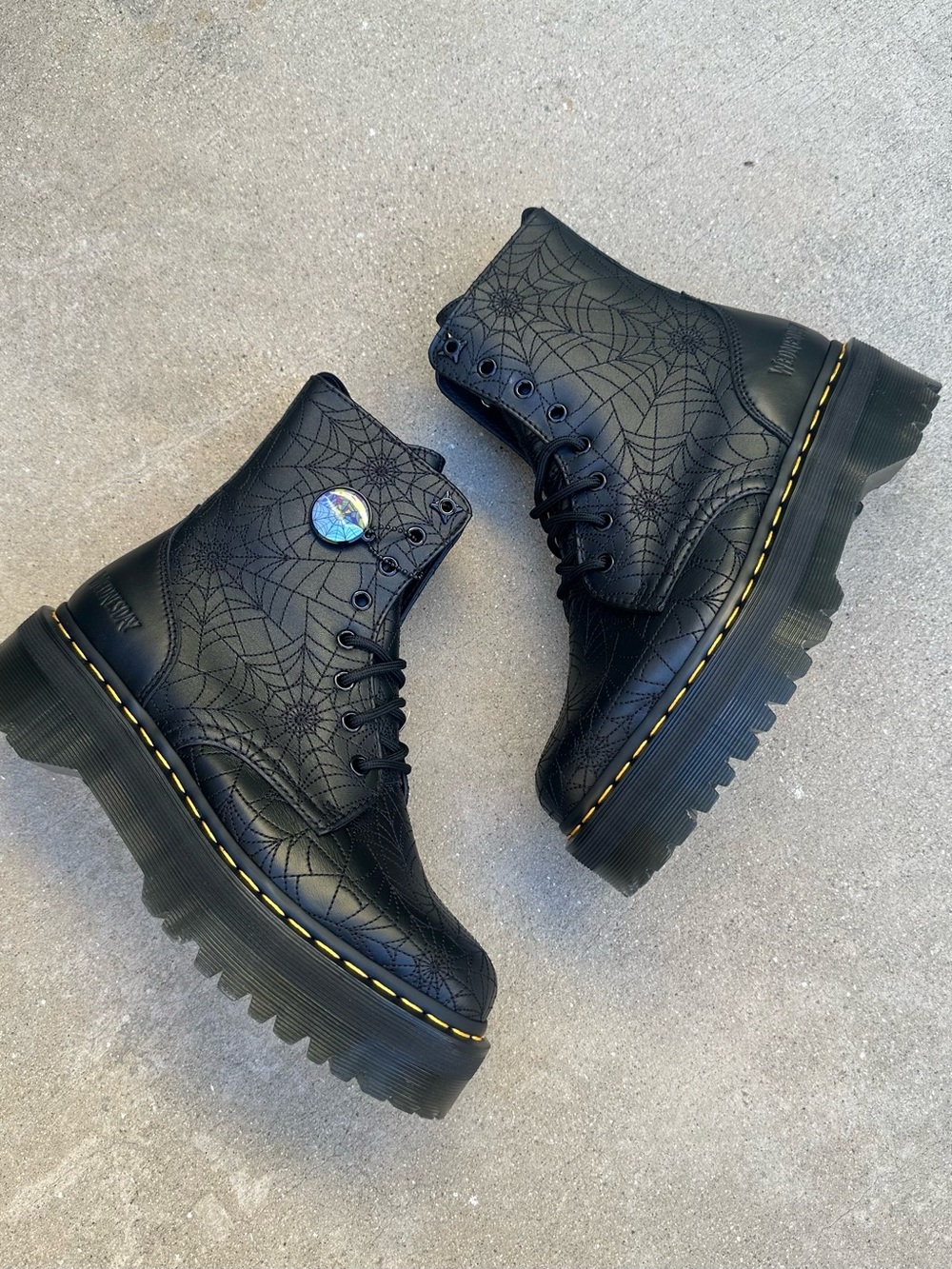 Dr. Martens x Wednesday Jadon Spider Web Limitied Edt.Black Boots NWOT~M9 Wom 10